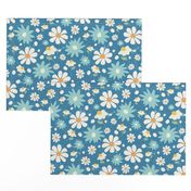 Golden Daisy Spring Teal Floral Garden Blast