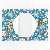 Golden Daisy Spring Teal Floral Garden Blast