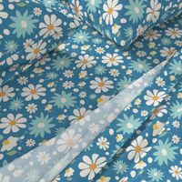 Golden Daisy Spring Teal Floral Garden Blast