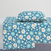 Golden Daisy Spring Teal Floral Garden Blast