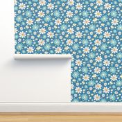 Golden Daisy Spring Teal Floral Garden Blast