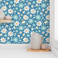 Golden Daisy Spring Teal Floral Garden Blast