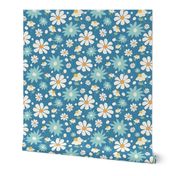 Golden Daisy Spring Teal Floral Garden Blast