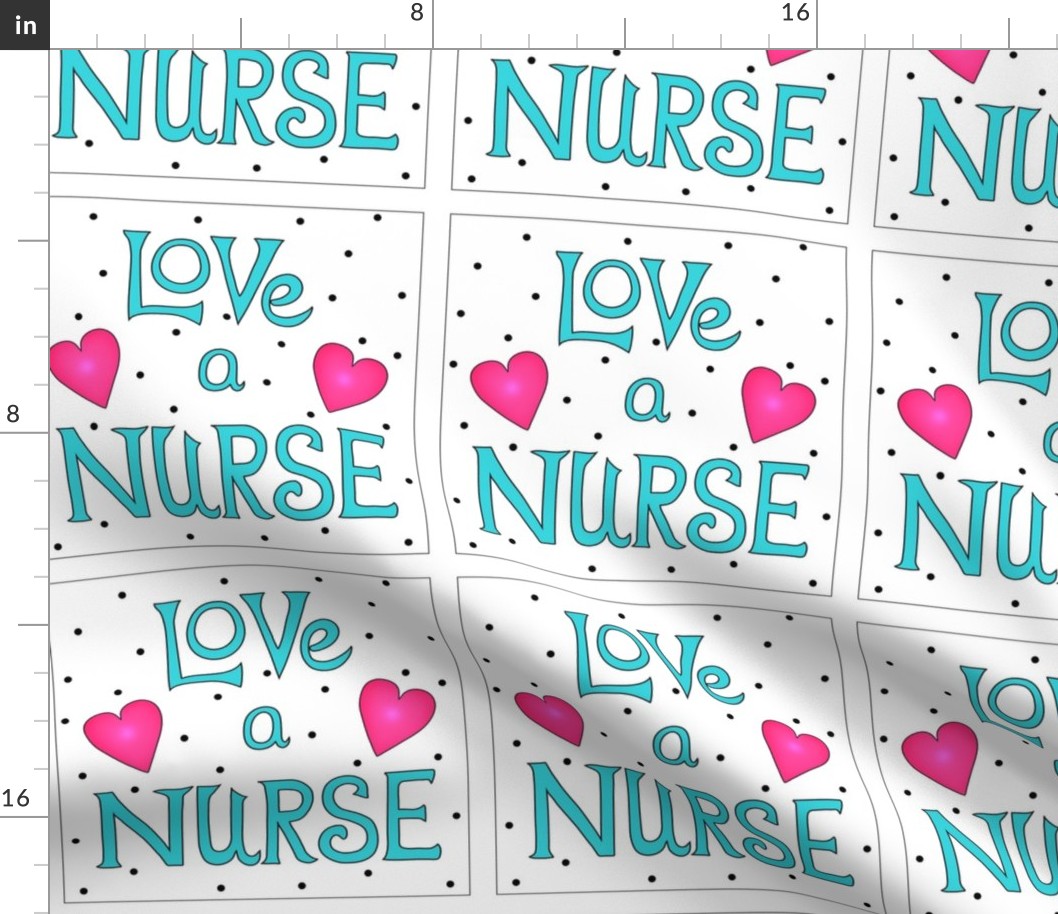 Love a Nurse 8 inch Block Turquoise Blue