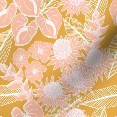 Tropical Floral mustard and pink