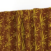 Golden Leaves and Twigs on Bush Brown - Medium Scale