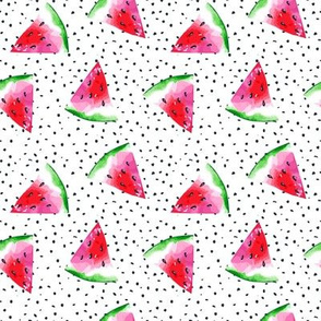 4" Pink Summer Watermelons on Dots // Medium