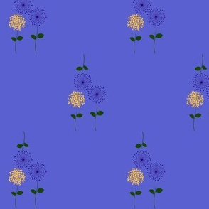 Offset Flowers on Blue