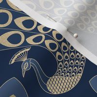 Blue and Gold Art Deco Peacock