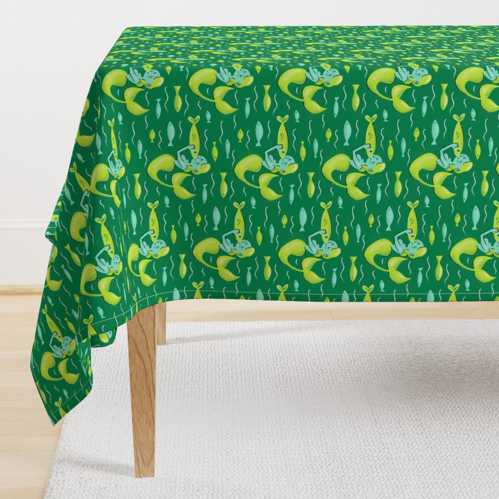 Midcentury Mermaid in Mint and Emerald (and Chartreuse)