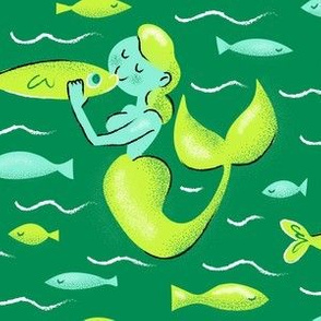 Midcentury Mermaid in Mint and Emerald (and Chartreuse)