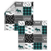 little man - moose patchwork woodland - grey, black, dark teal