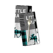 little man - moose patchwork woodland - grey, black, dark teal