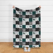 little man - moose patchwork woodland - grey, black, dark teal