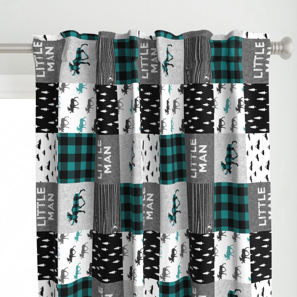 little man - moose patchwork woodland - grey, black, dark teal (90)