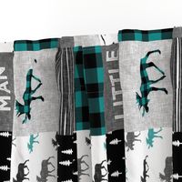 little man - moose patchwork woodland - grey, black, dark teal (90)