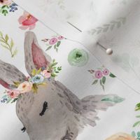 Bunny with Spring Watercolor Flowers Smaller 