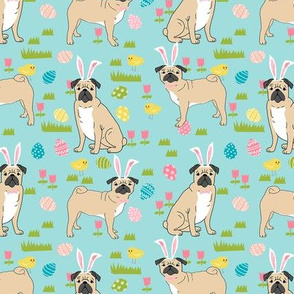 pug easter spring dog fabric easter eggs minty