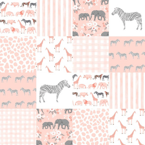 safari quilt pink and grey animals nursery cute cheater quilt wholecloth