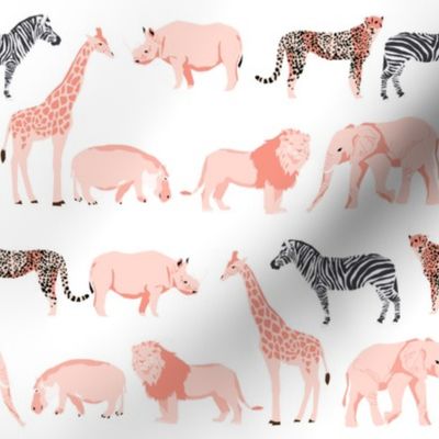 safari quilt pink lions rhino elephant animals nursery cute coordinate 