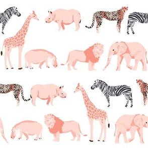safari quilt pink lions rhino elephant animals nursery cute coordinate 