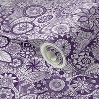 Monochrome Doodle Garden - purple