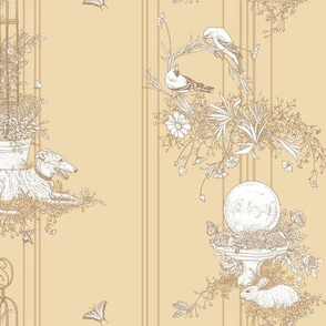 My Garden Toile Stripe Small - Khaki Beige Â©2011 by Jane Walker