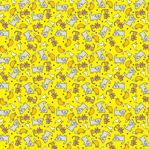 dog/cat/duck/turtle pattern-yellow