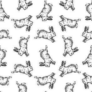 Leaping Rabbit Cute Vintage Bunny Pattern