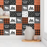 Little Man & You Will Move Mountains Quilt Top - orange