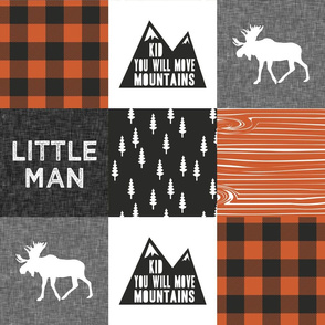 Little Man & You Will Move Mountains Quilt Top - orange
