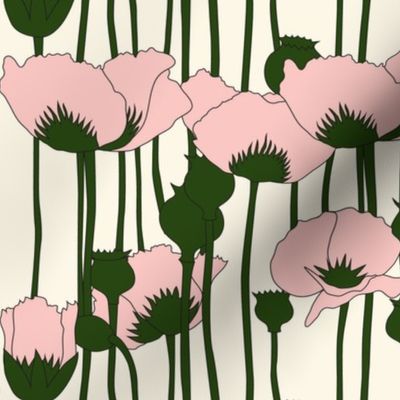 poppies in pink on natural