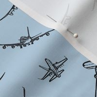 Plane Sketches on #BAD6E9 // Small
