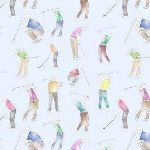 Watercolor Golfers on Alice Blue // Small