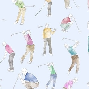 Watercolor Golfers on Alice Blue // Large