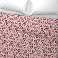 Love Blooms at Dawn (#7) -Rosy Pink on Magnolia Cream Linen Texture with Lolly Pink and Black - Medium Scale