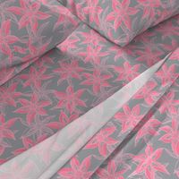 Love Blooms at Dawn  (#1) - Rosy Pink on Mystic Grey with Lolly Pink - Large Scale