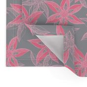 Love Blooms at Dawn  (#1) - Rosy Pink on Mystic Grey with Lolly Pink - Large Scale