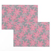 Love Blooms at Dawn  (#1) - Rosy Pink on Mystic Grey with Lolly Pink - Large Scale