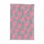 Love Blooms at Dawn  (#1) - Rosy Pink on Mystic Grey with Lolly Pink - Large Scale