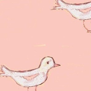 White Bird on Peachy/Pink