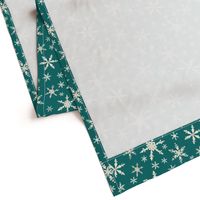 Snowflakes  -Ivory, Bright Teal