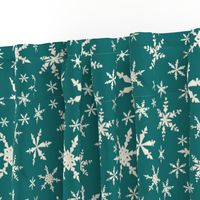 Snowflakes  -Ivory, Bright Teal