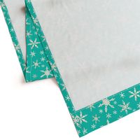 Snowflakes - Ivory, Bright Turquoise