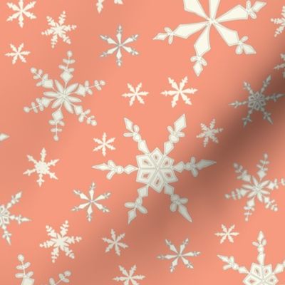 Snowflakes - Ivory, Grapefruit