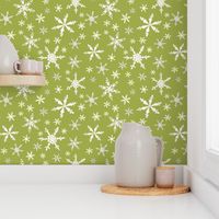 Snowflakes - Ivory, Green Apple