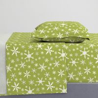 Snowflakes - Ivory, Green Apple