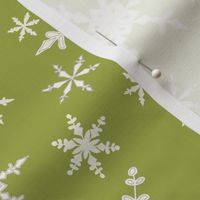 Snowflakes - Ivory, Green Apple