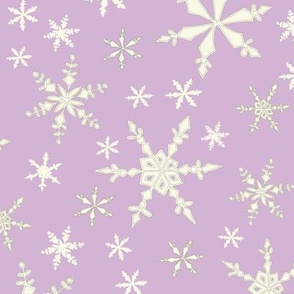 Snowflakes - Ivory, Lavendar