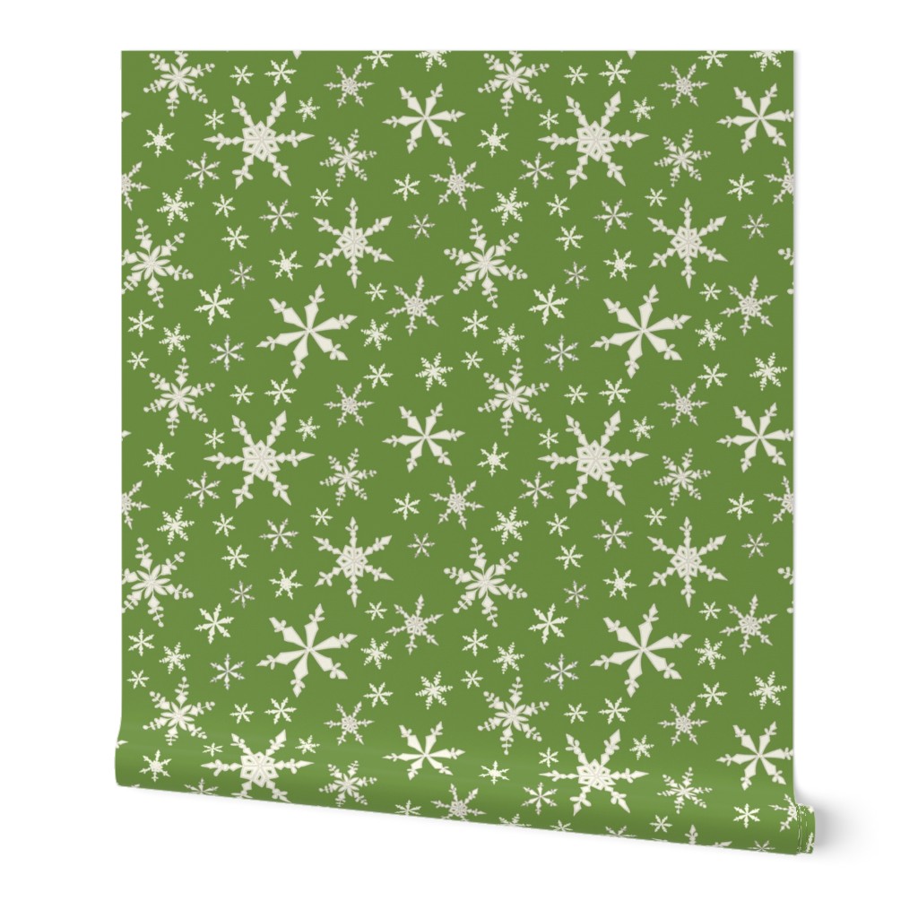 Snowflakes - Ivory, Lime